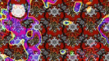 Gri ve kırmızı renklerde. Taslak dekoratif arka plan, çiçek mandala. Çiçek. Raster illüstrasyonu.