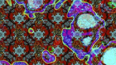 Raster illüstrasyonu. El yapımı çiçek ve bitki koleksiyonu. Robot resim tarzı mavi ve kahverengi renkler. Raster illüstrasyonu. Şirin karalamalı çiçek deseni çiz..