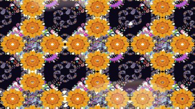 Raster illüstrasyonu. Yaprak ve çiçeklerin suluboya resimleri, siyah renklerde çizimler. Nazikçe, bahar çiçekleri siyah renklerde.