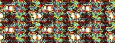 Raster - stok. Yapraklı çiçekler ve rengarenk papatya çiçekleri. Taslak arkaplan deseni.