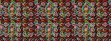 Çizim çiçek deseni duvar kâğıdı olarak kullanılabilir. Kahverengi ve yeşil renkli çiçekler. Raster illüstrasyonu.