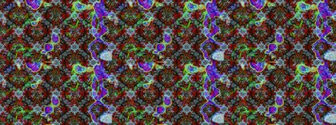 Raster illüstrasyonundaki çiçek desenli çizim. Kahverengi ve kırmızı renkte çiçekler.