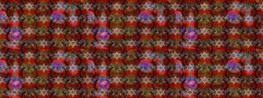 Çizim çiçek deseni duvar kâğıdı olarak kullanılabilir. Kahverengi ve kırmızı renkte çiçekler. Raster illüstrasyonu.