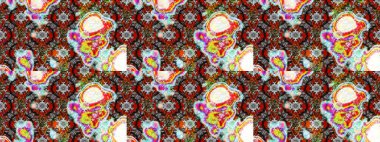 Çiçeksel çizim kalıbının yansıması. Vadinin gri ve nötr renklerinde çiçekleri.