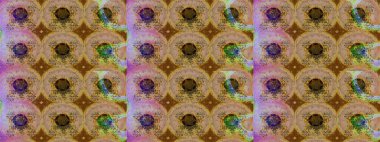 Kahverengi ve bej renkli etnik çiçeklerle süslenmiş zarif bir eskiz deseni. Raster Çiçek İllüstrasyon Şirin Tekstil.