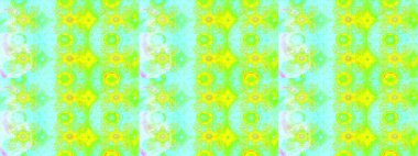 Yeşil ve mavi renkli etnik çiçekli zarif eskiz deseni. Raster Çiçek İllüstrasyon Şirin Tekstil.