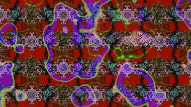 Düz Çiçek Elementleri Tasarımı. Kırmızı ve kahverengi renkte çiçekler. Renkli Bahar Teması eskiz kalıbı. Raster illüstrasyonunda çiçek deseni çizimi.