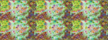 Raster illüstrasyonu. Yeşil ve nötr renklerde. Çiçek buketleriyle klasik tarzda kusursuz desen.