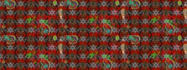 Raster illüstrasyonu. Çiçek süslemeli çizim deseni. Kırmızı renkte çiçekler.