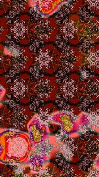 Halk tarzı. Renkli çiçekli ve yapraklı harika bir çiçek deseni çizmişsin. Modern çiçek arkaplanı. Moda baskıları için zarif bir şablon.