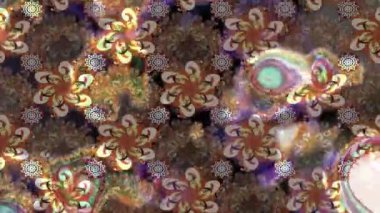 Renkli unsurlarla hareketli arka plan görüntüleri. Çiçekler. Eski model. Bayrak tarzı. Video kaydı. Şablon. Döngü. Kusursuz.. 