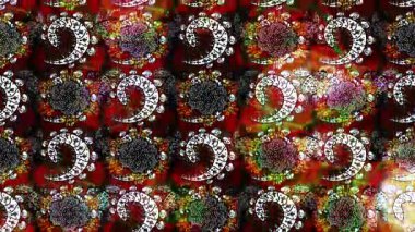 Renkli unsurlarla hareketli arka plan görüntüleri. Çiçekler. Eski model. Bayrak tarzı. Video kaydı. Şablon. Döngü. Kusursuz.. 