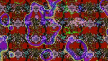 Düz Çiçek Elementleri Tasarımı. Kırmızı ve kahverengi renkte çiçekler. Renkli Bahar Teması eskiz kalıbı. Raster illüstrasyonunda çiçek deseni çizimi.