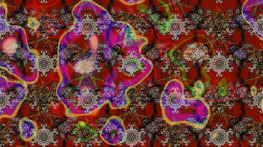 Raster. Renkli Bahar Teması eskiz kalıbı. Düz Çiçek Elementleri Tasarımı.