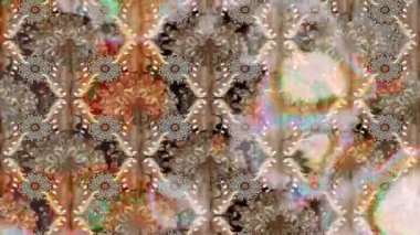 Renkli unsurlarla hareketli arka plan görüntüleri. Çiçekler. Eski model. Bayrak tarzı. Video kaydı. Şablon. Döngü. Kusursuz.