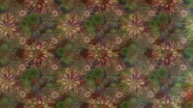 Renkli unsurlarla hareketli arka plan görüntüleri. Çiçekler. Eski model. Bayrak tarzı. Video kaydı. Şablon. Döngü. Kusursuz.