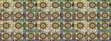 İslam tasarımı. Çiçek kiremitleri. Kusursuz desenli oryantal süs. Raster altın tekstil baskısı. Altın elementlerle gri renklerde altın desen.