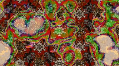 Kahverengi ve bej renklerde karalamalar çizilmiş çiçek deseni. Raster illüstrasyonu.