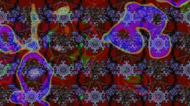 Desen, çizim, çiçek sınırı. Çiçek çelengi. Güzel, parlak, pürüzsüz kumaş, tuval. Kıvırcık, parlak örgü. Eski moda arka plan. Raster illüstrasyonu.