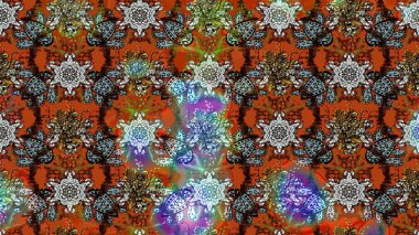 Çizim çiçek deseni duvar kağıdı, web sitesi arka planı, ambalaj kağıdı, davetiye, broşür, afiş veya web sitesi için kullanılabilir. El çizimi Raster çizimi. Parlak elementlerin.