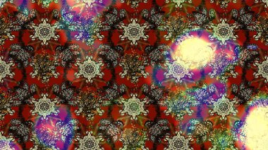 Çiçekli karalama şeklinde Raster çiçek deseni. Yumuşak, yaz çiçekli arka plan. Kahverengi ve gri renkte çiçekler.