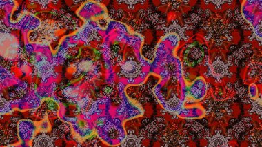 Raster illüstrasyonundaki çiçek desenli çizim. Kahverengi ve kırmızı renkte çiçekler. Renkli Bahar Teması eskiz kalıbı. Düz Çiçek Elementleri Tasarımı.