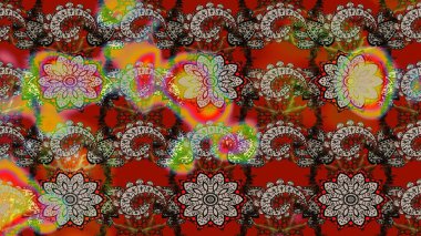 Sevimli çiçek raster deseni. Gri ve kırmızı renkte çiçekler. Renkli Bahar Teması eskiz kalıbı. Düz Çiçek Elementleri Tasarımı.