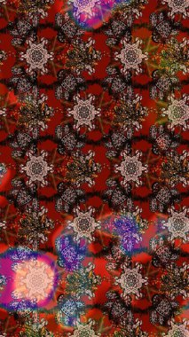 Raster illüstrasyonundaki çiçek desenli çizim. Renkli çiçekler.