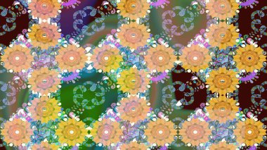 Çiçek desenli raster, bej renkli grafik desenli soyut raster arkaplan. Modern stil dokusu.