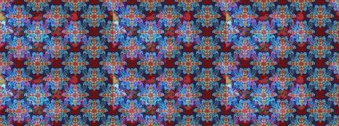 Mavi ve kırmızı renkli şirin çiçek deseni. Raster Modaya uygun kumaş deseni. Renkli Bahar Teması eskiz kalıbı. Düz Çiçek Elementleri Tasarımı.
