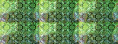 Yeşil renklerde, altın elementli, pürüzsüz bir desen. Şam tasarım için kusursuz desen.