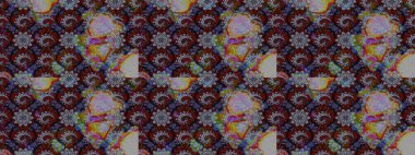 Elle çizilmiş çiçek desenli Raster çizimi. Tekstil, kumaş, ambalaj, hatıra defteri için hoş bir çiçek arkaplanı. Çocuksu tasarım. Gri ve kahverengi arkaplanda.