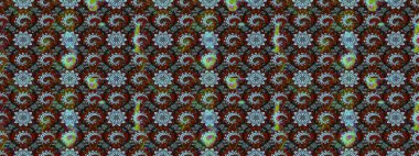 Dallı bahar çiçekleriyle desen, kahverengi ve nötr renkler ve çiçek silueti. Raster deseni.