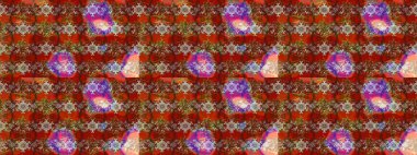 Kahverengi ve kırmızı renkli şirin çiçek desenleri. Raster Modaya uygun kumaş deseni. Renkli Bahar Teması eskiz kalıbı. Düz Çiçek Elementleri Tasarımı.