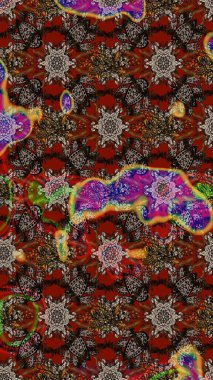 Raster illüstrasyonundaki çiçek desenli çizim. Renkli çiçekler.