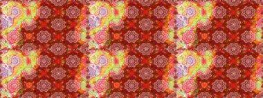 Raster illüstrasyonu. Kırmızı ve kahverengi renklerde. Kırmızı ve kahverengi renkte kırmızı ve kahverengi papatya deseni.