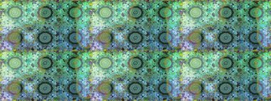 Altın antika ortaçağ dekoratifi yaprakları ve yeşil renklerde altın desenli süslemeleri olan pürüzsüz bir şablon. Kusursuz kraliyet lüksü, altın barok kumaş rengi..