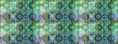 Altın antika ortaçağ dekoratifi yaprakları ve yeşil renklerde altın desenli süslemeleri olan pürüzsüz bir şablon. Kusursuz kraliyet lüksü, altın barok kumaş rengi..