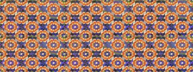 Turuncu renklerde, altın elementlerle kusursuz desen. Raster. Kusursuz altın desenli bukleler. Parlak dantel, stilize çiçekler, şal desenli. Doğu tarzı arabesk. Zarif altın deseni aç.