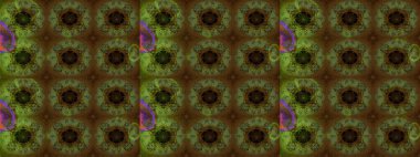 Raster illüstrasyonu. Raster deseni. Patlayan çiçekler soyut olarak yerleştirilmiş. Yumuşak, yeşil renkte bahar çiçekleri.