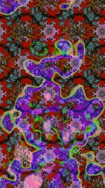 Sevimli çiçek raster deseni. Düz Çiçek Elementleri Tasarımı. Kahverengi ve kırmızı renkte çiçekler. Renkli Bahar Teması çizim şablonu.