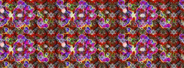 Raster illüstrasyonundaki çiçek desenli çizim. Kırmızı ve gri renkte çiçekler. Renkli Bahar Teması eskiz kalıbı. Düz Çiçek Elementleri Tasarımı.