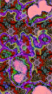 Çiçekleri, deniz kabukları, mandalaları ve suluboya efektleriyle donanma geçmişi. Yatak çarşafları, ceket, paket tasarımı, kumaş ve moda kavramları için tekstil baskısı. Çizim kalıbı etnik tasarım.