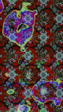 Çiçek arkaplan. Kırmızı, kahverengi ve gri renkli şirin tekstil tarzında. Çiçek duvar kâğıdı. Raster illüstrasyonu. Renkli çizim deseni.