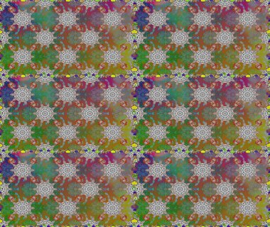 Raster illüstrasyonu. Çiçek süsü ile kusursuz desen. Kahverengi renkte çiçekler.