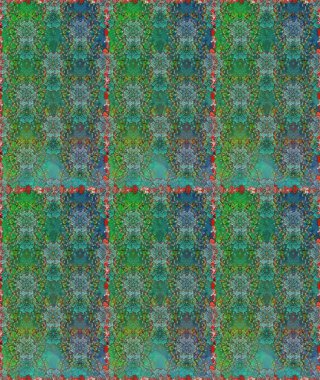 El çizimi çiçekli, soyut, pürüzsüz desen. Yeşil renkli çiçekler. Raster illüstrasyonu.