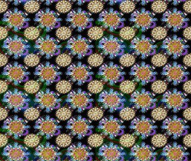 Vadinin çiçekleri siyah renklerde. Çiçeksel çizim kalıbının çizimi.