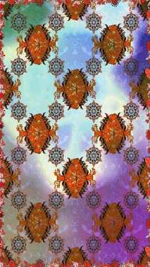 Renkli Bahar Temalı Kusursuz Arkaplan. Raster illüstrasyonu. Şirin çiçek elementleri. Düz Çiçek Elementleri Tasarımı. Kusursuz desenli. Moda desenli..