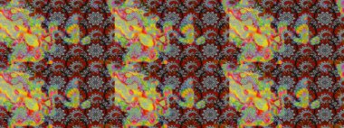 Patlayan çiçekler soyut olarak yerleştirilmiş. Raster deseni. Gri ve kırmızı renklerde bahar çiçekleri. Raster illüstrasyonu.