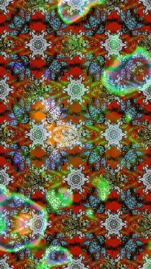 Çiçek ve yapraklı çiçek deseni. Raster illüstrasyonu. Küçük çiçekli şirin desen.